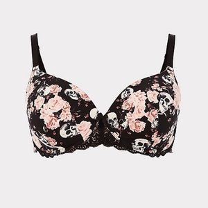 Graceful Skull Microfiber Plunge Bra